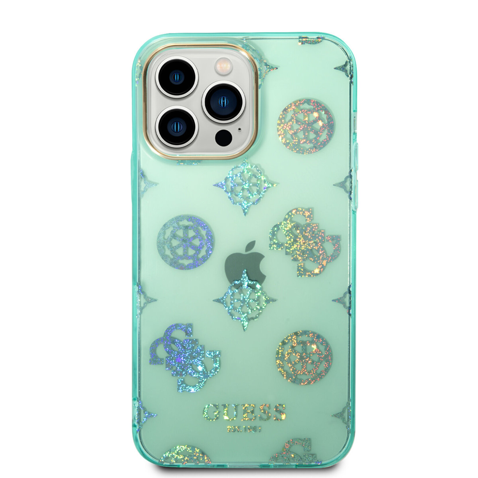 Guess Guess Telefoonhoesje voor Apple iPhone 14 Pro Max - Back Cover - TPU - Groen & Blauw - Bescherming