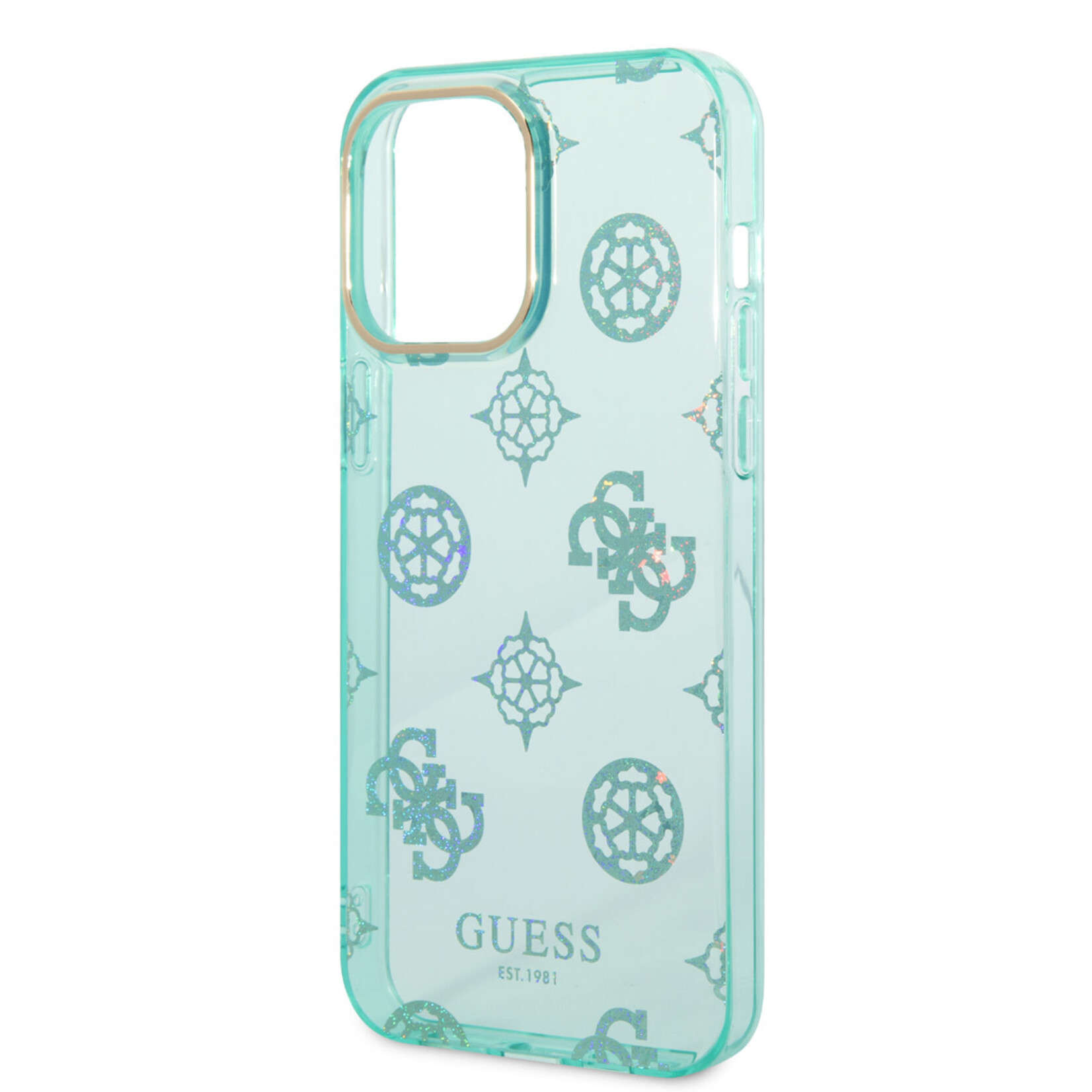 Guess Guess Telefoonhoesje voor Apple iPhone 14 Pro Max - Back Cover - TPU - Groen & Blauw - Bescherming