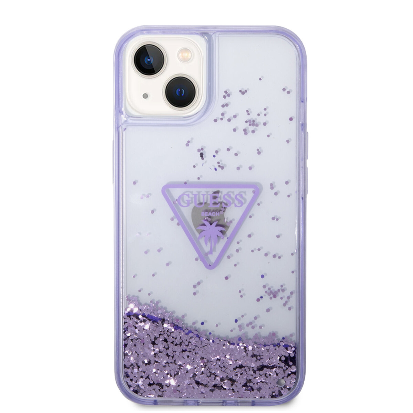 Guess Guess iPhone 14 Hardcase Backcover - Liquid Glitter - Doorzichtig - Paars