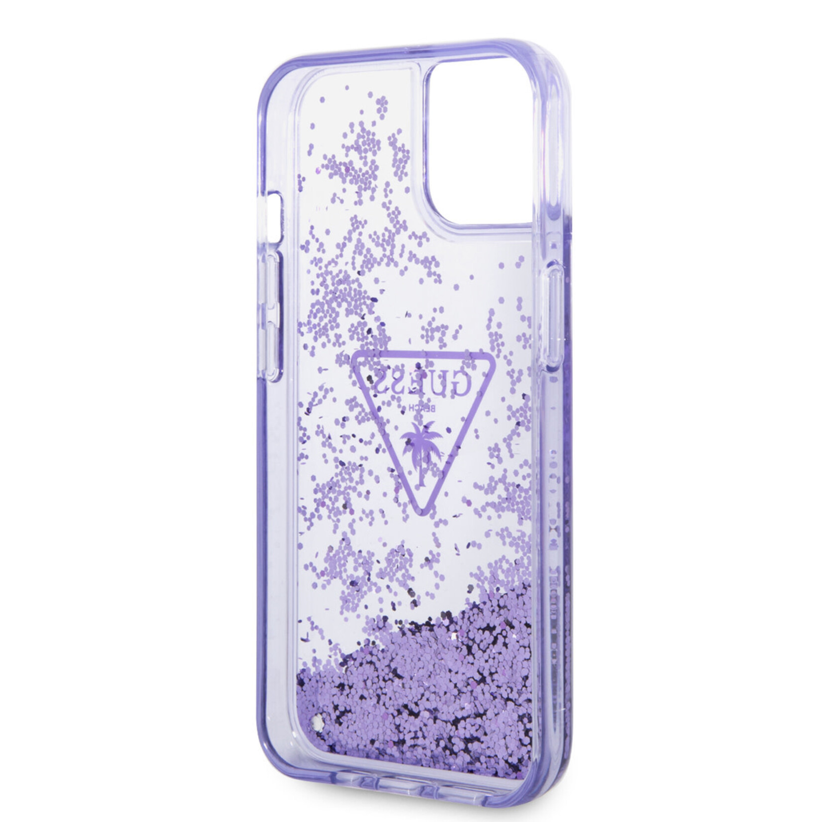 Guess Guess iPhone 14 Hardcase Backcover - Liquid Glitter - Doorzichtig - Paars