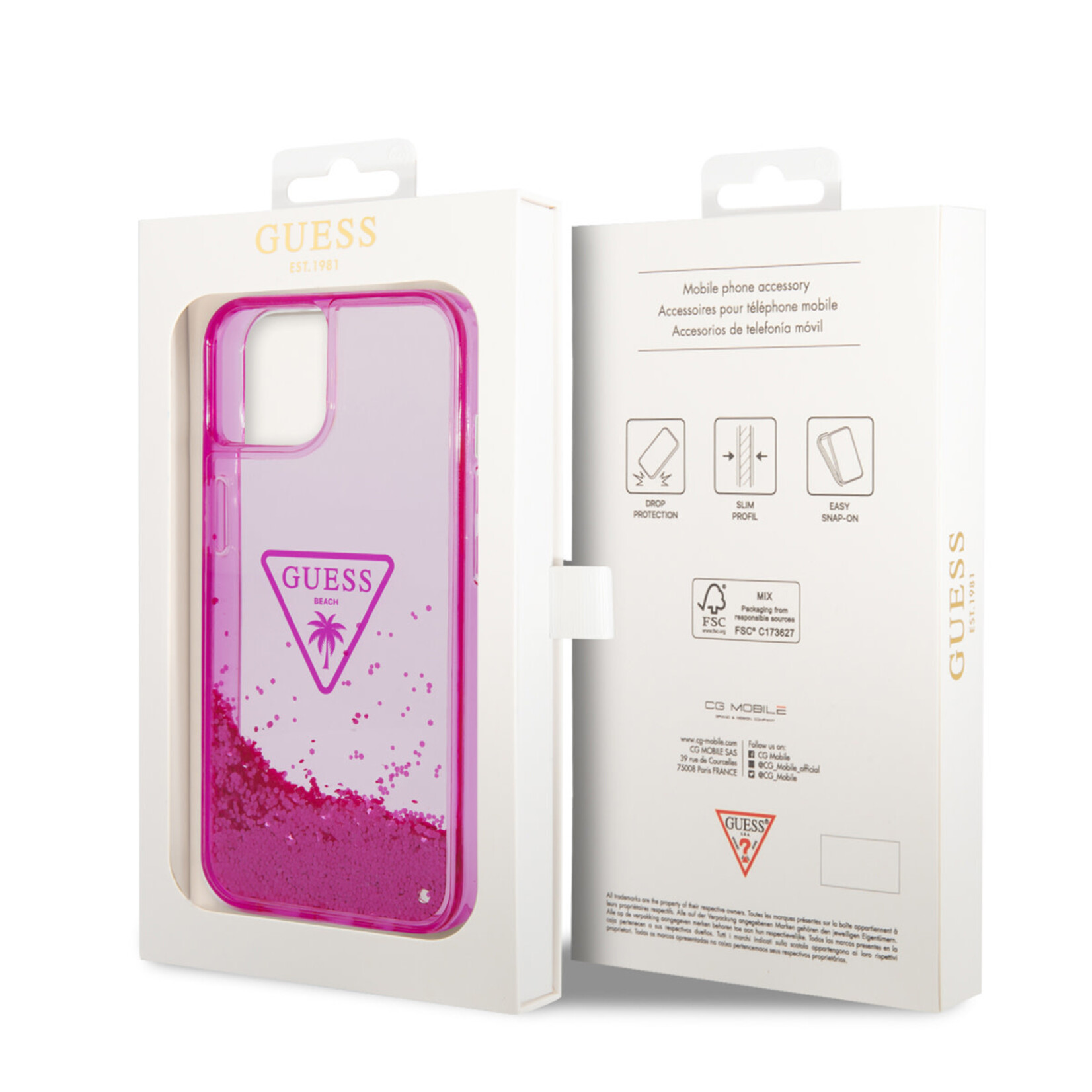 Guess GUESS Transparante Roze TPU Back Cover voor Apple iPhone 14 - Bescherming & Stijl