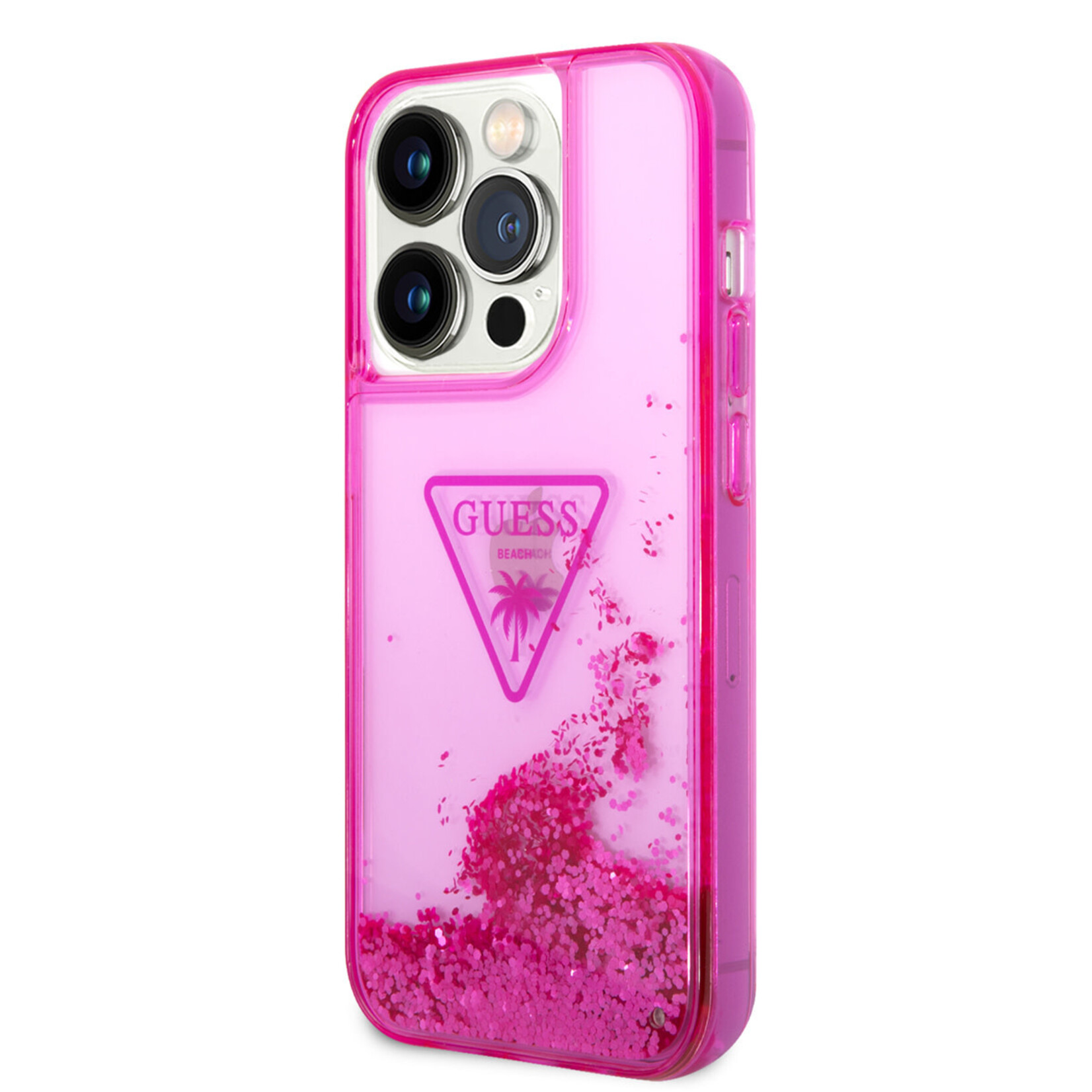 Guess Guess Transparante Roze TPU Back Cover Smartphonehoesje voor Apple iPhone 14 Pro - Bescherming & Stijl