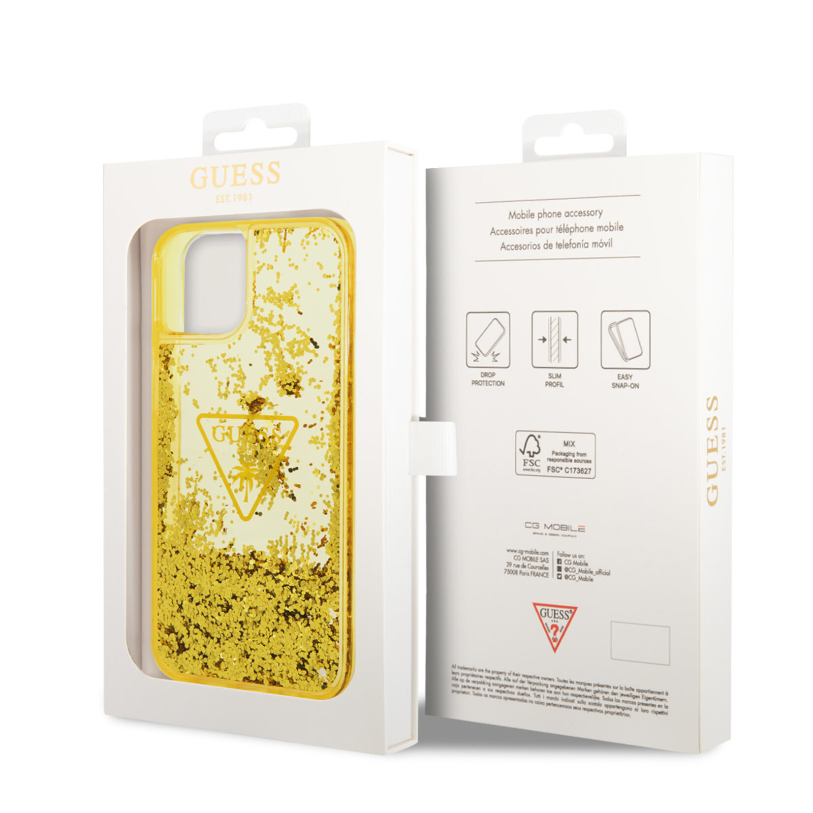 Guess Guess Telefoonhoesje voor Apple iPhone 14 Plus – Goud, TPU Back Cover – Bescherm je Smartphone & Stijlvolle Look