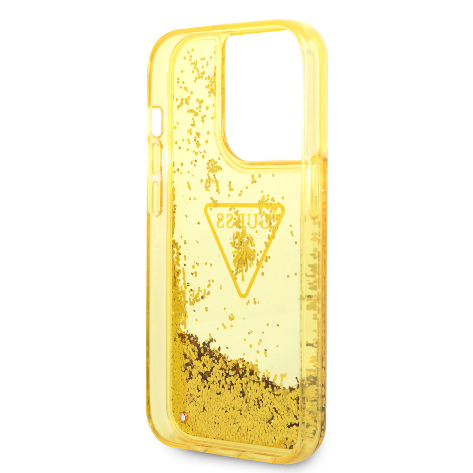 Guess Guess iPhone 14 Pro Gouden TPU Back Cover Hoesje met Bescherming - Perfecte Pasvorm & Comfortabel Gevoel.