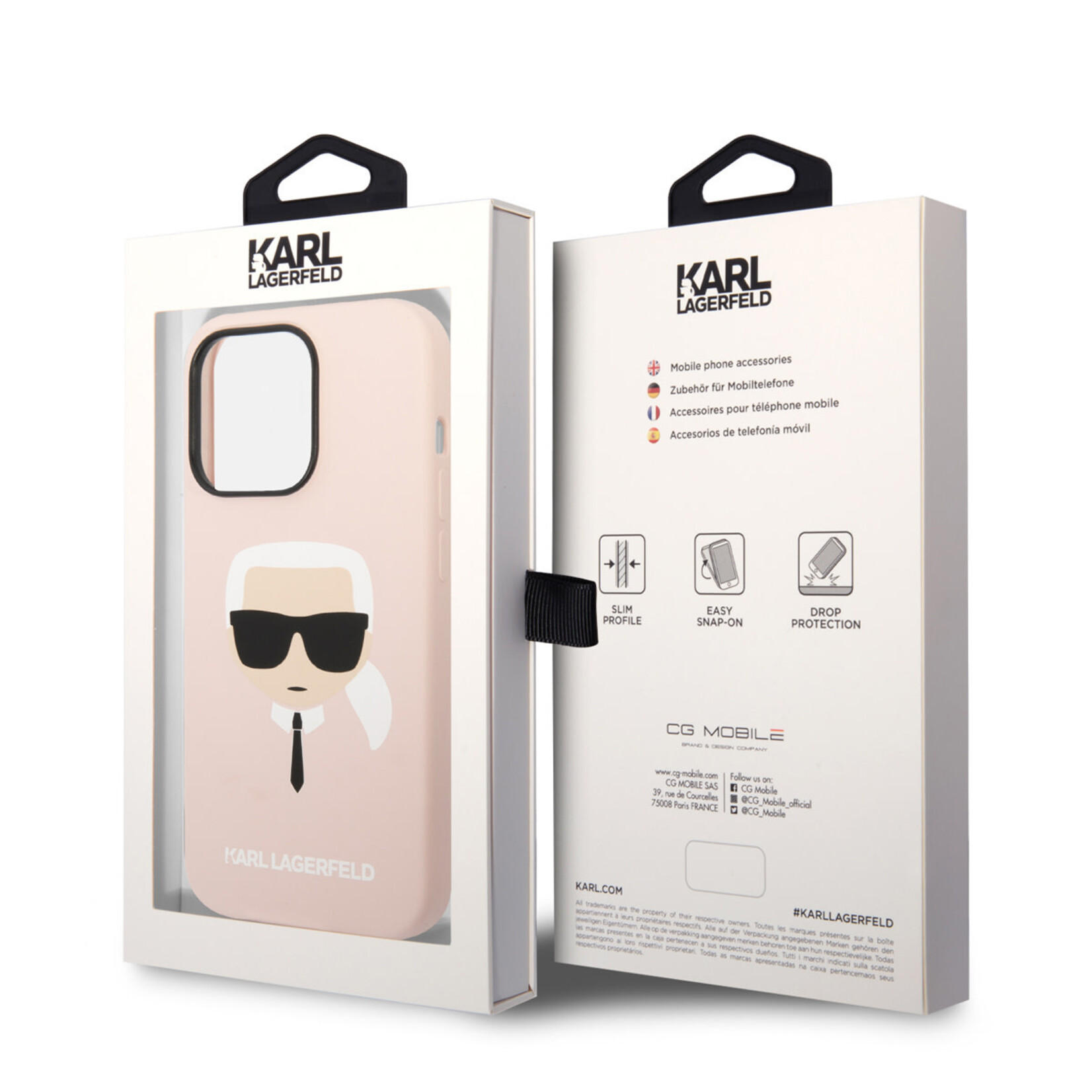 Karl Lagerfeld Karl Lagerfeld iPhone 14 Pro Max Hardcase Backcover - Karl's Head - Magsafe Compatible - Roze