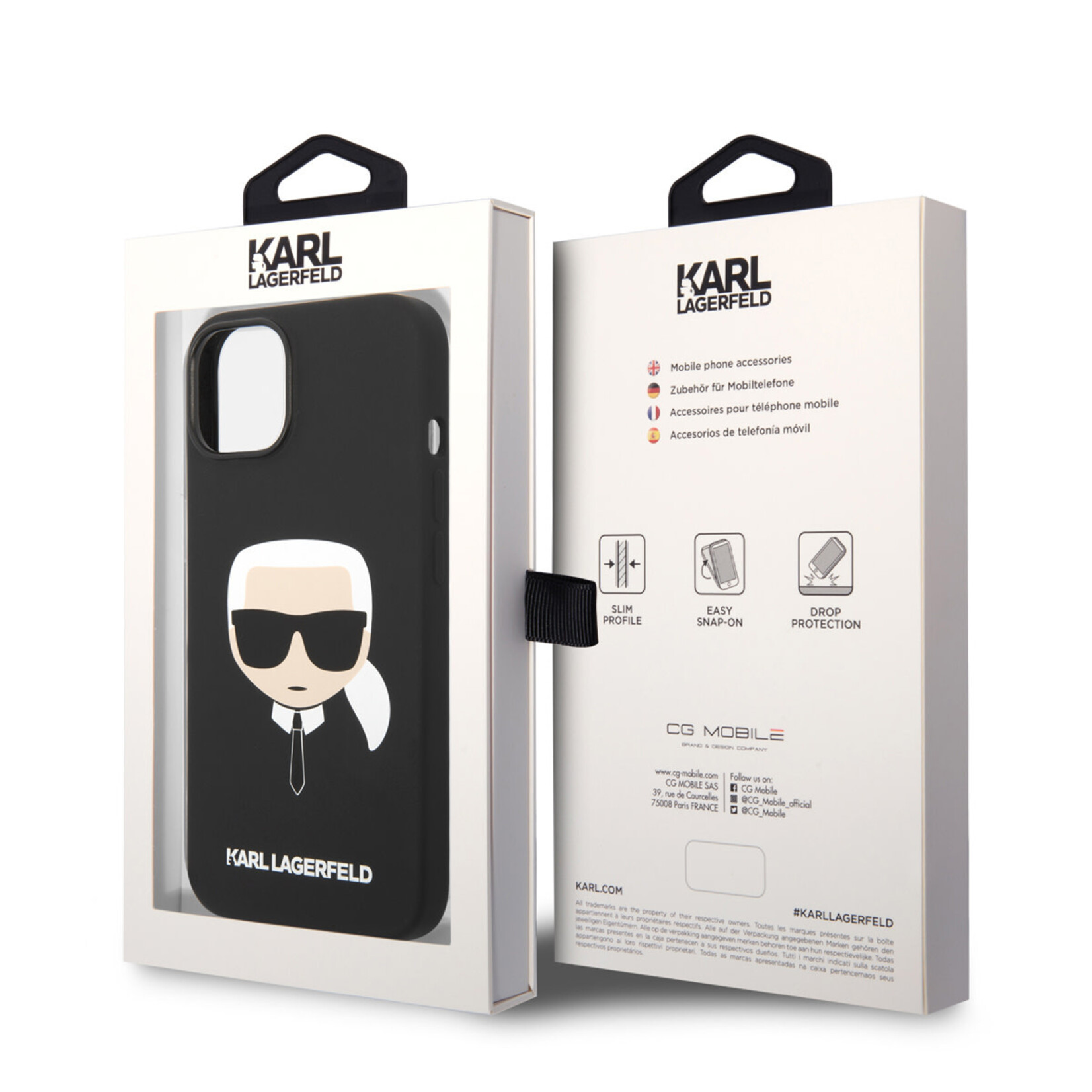 Karl Lagerfeld Karl Lagerfeld iPhone 14 Hardcase Backcover - Karl's Head - Magsafe Compatible - Zwart