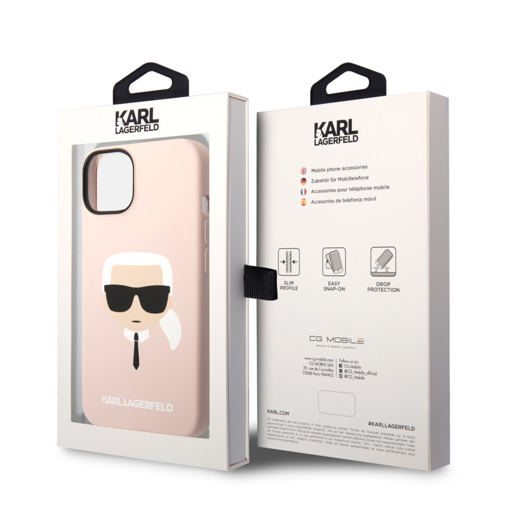Karl Lagerfeld Karl Lagerfeld iPhone 14 Hardcase Backcover - Karl's Head - Magsafe Compatible - Roze