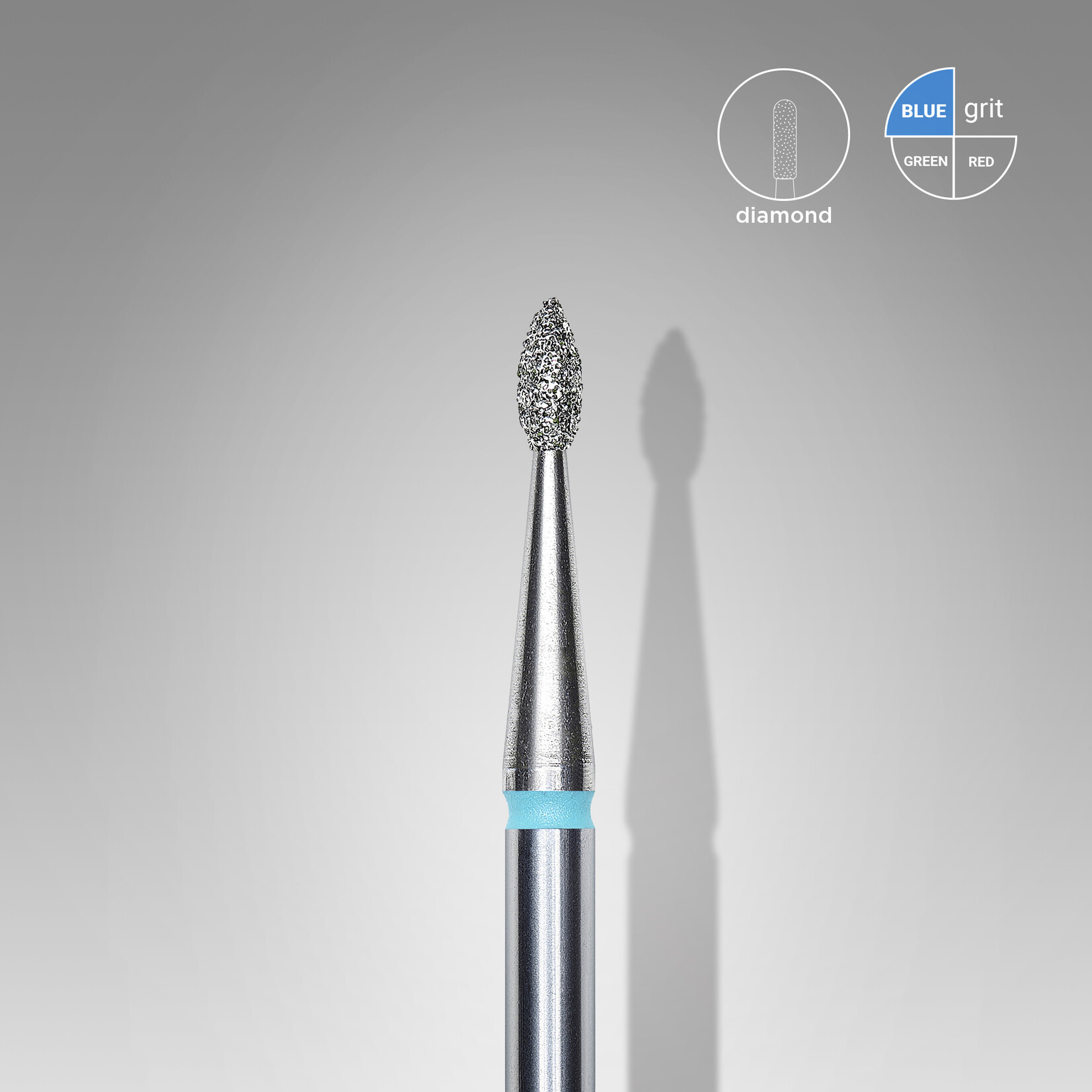 Goutte diamant (bleu) 5B  016’4 (D 1,6 mm, L 4 mm)