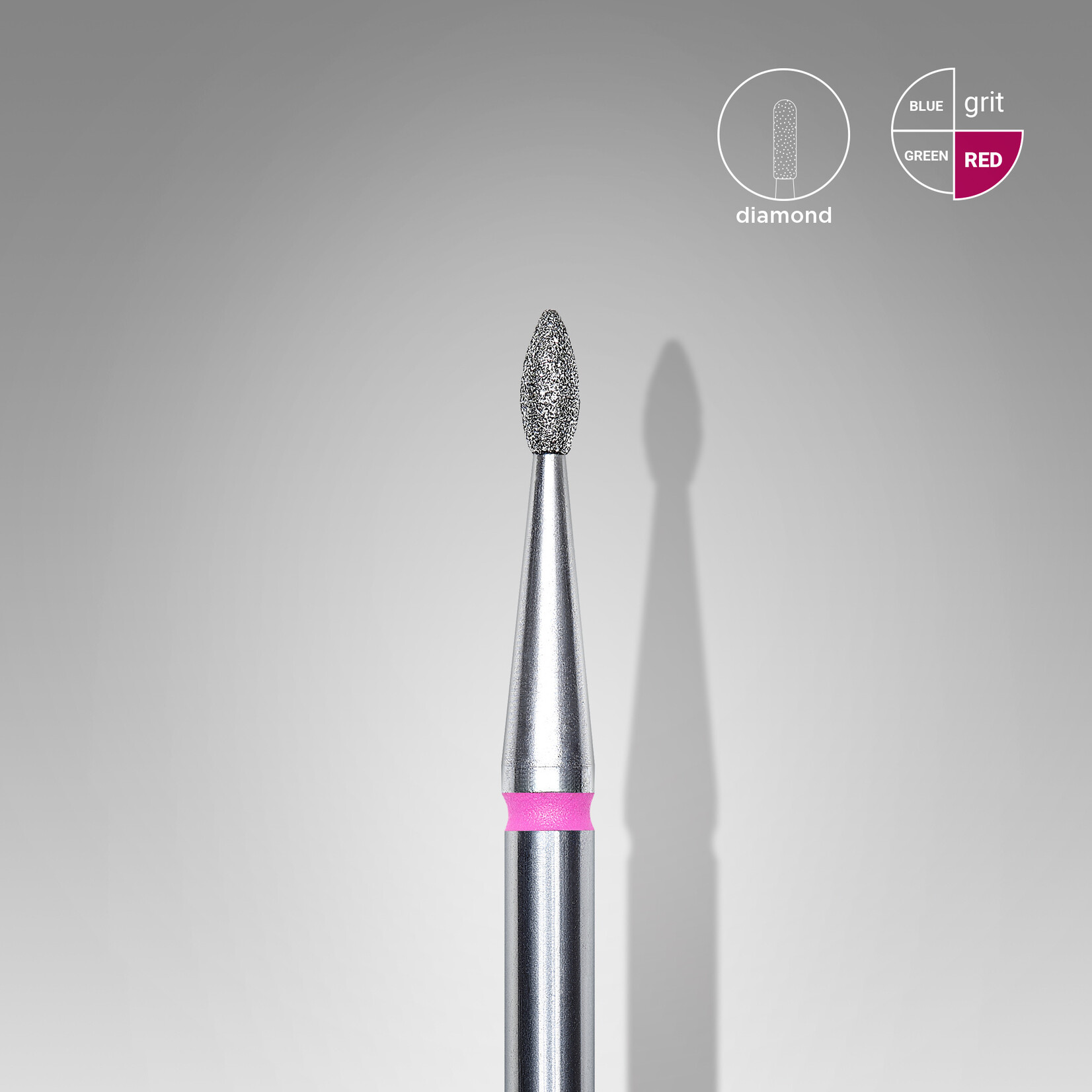 Druppel diamant (roze/rood) 5P  016’4 (D 1,6 mm, L 4 mm)
