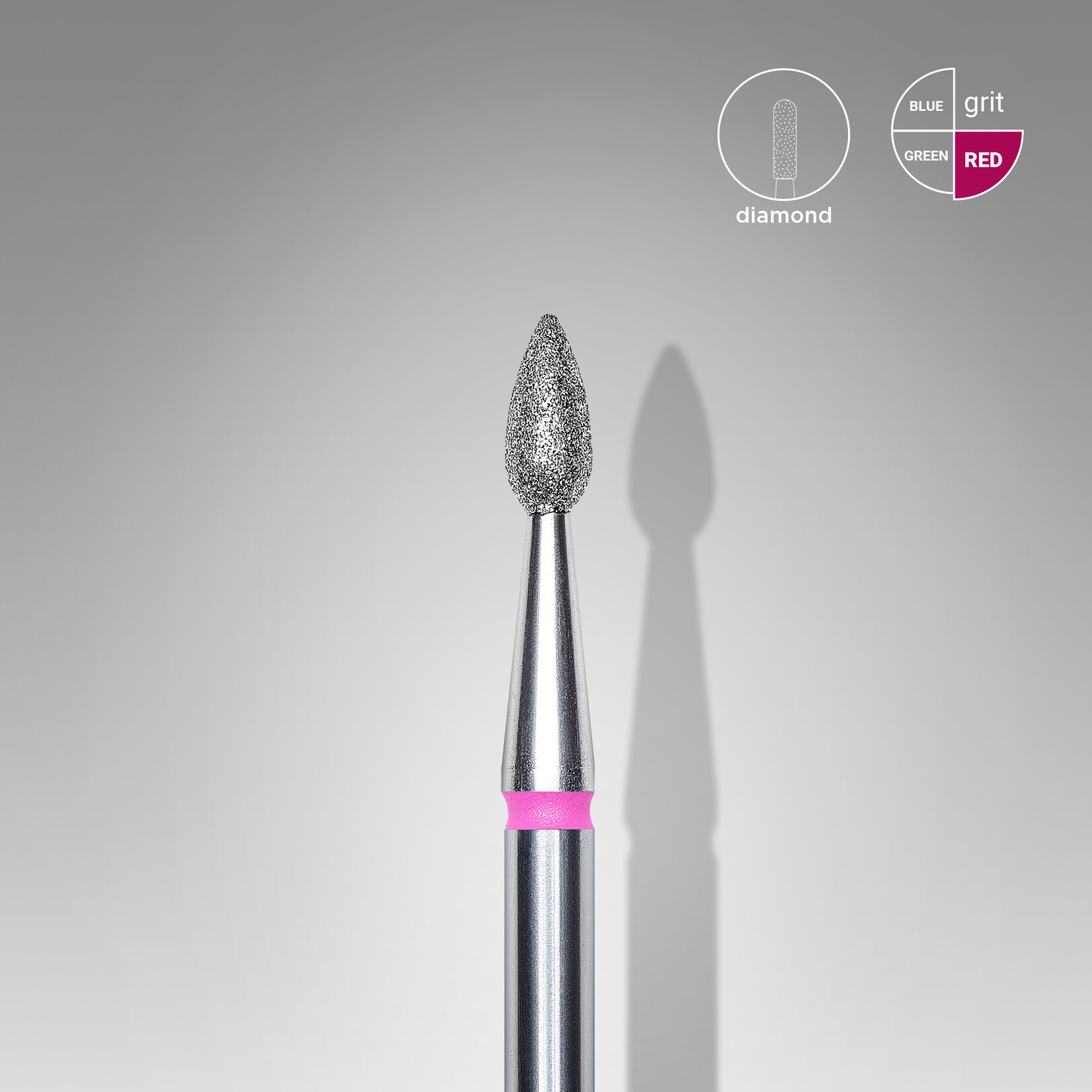 Druppel diamant (roze/rood) 5P  023’5 (D 2,3 mm, L 5 mm)