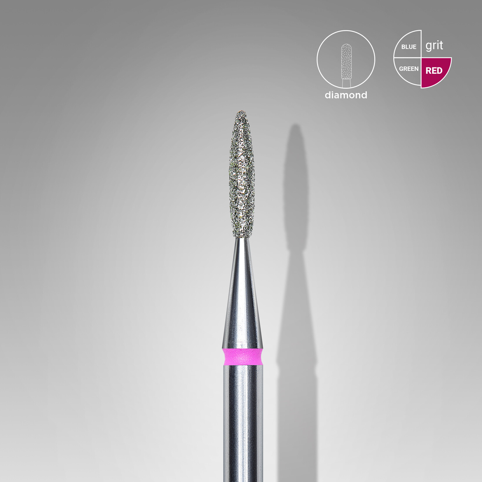 Flamme diamant (rose/rouge) 4P  016’8 (D 1,6 mm, L 8 mm)