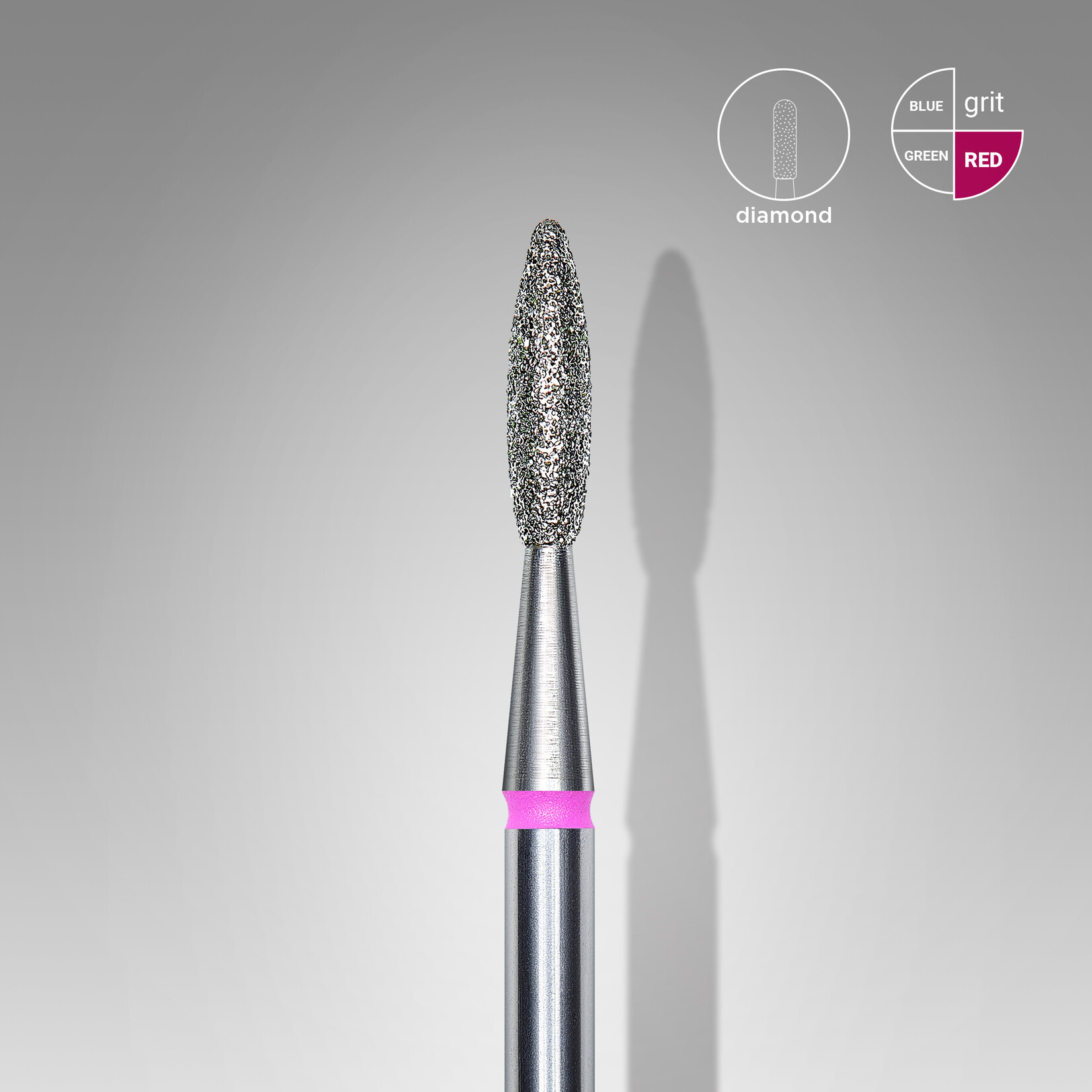 Vlam diamant (roze/rood) 4P  021’8 (D 2,1 mm, L 8 mm)