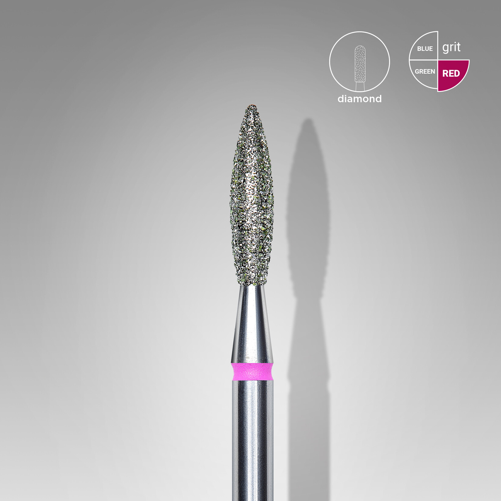 Vlam diamant (roze/rood) 4P  023’10 (D 2,3 mm, L 10 mm)