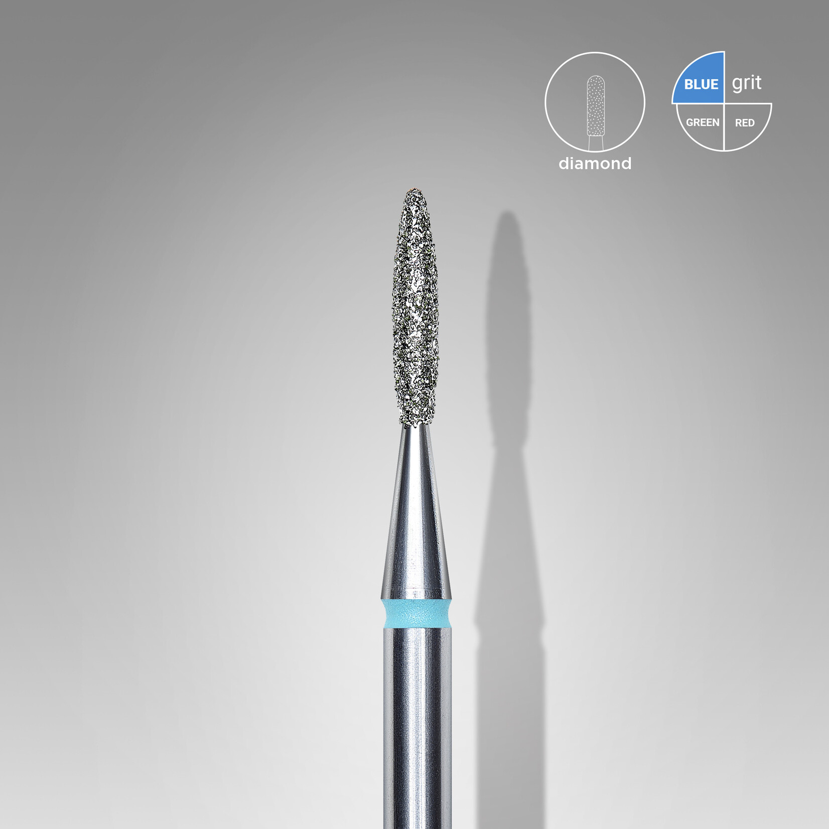 Flamme pointue diamant (bleu) 41B  016’8 (D 1,6 mm, L 8 mm)