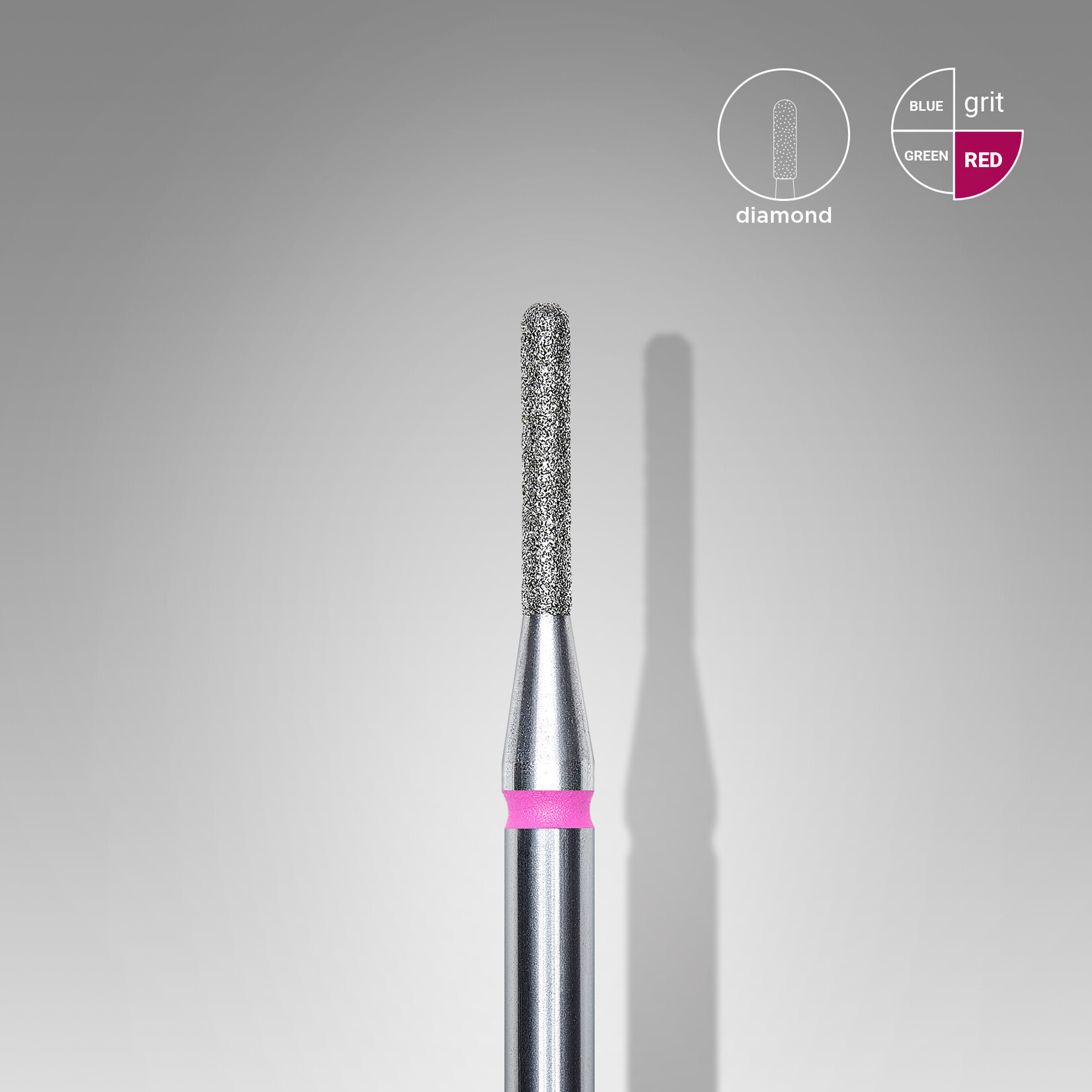 Cilinder rond diamant (roze/rood) 3P  014’8 (D 1,4 mm, L 8 mm)