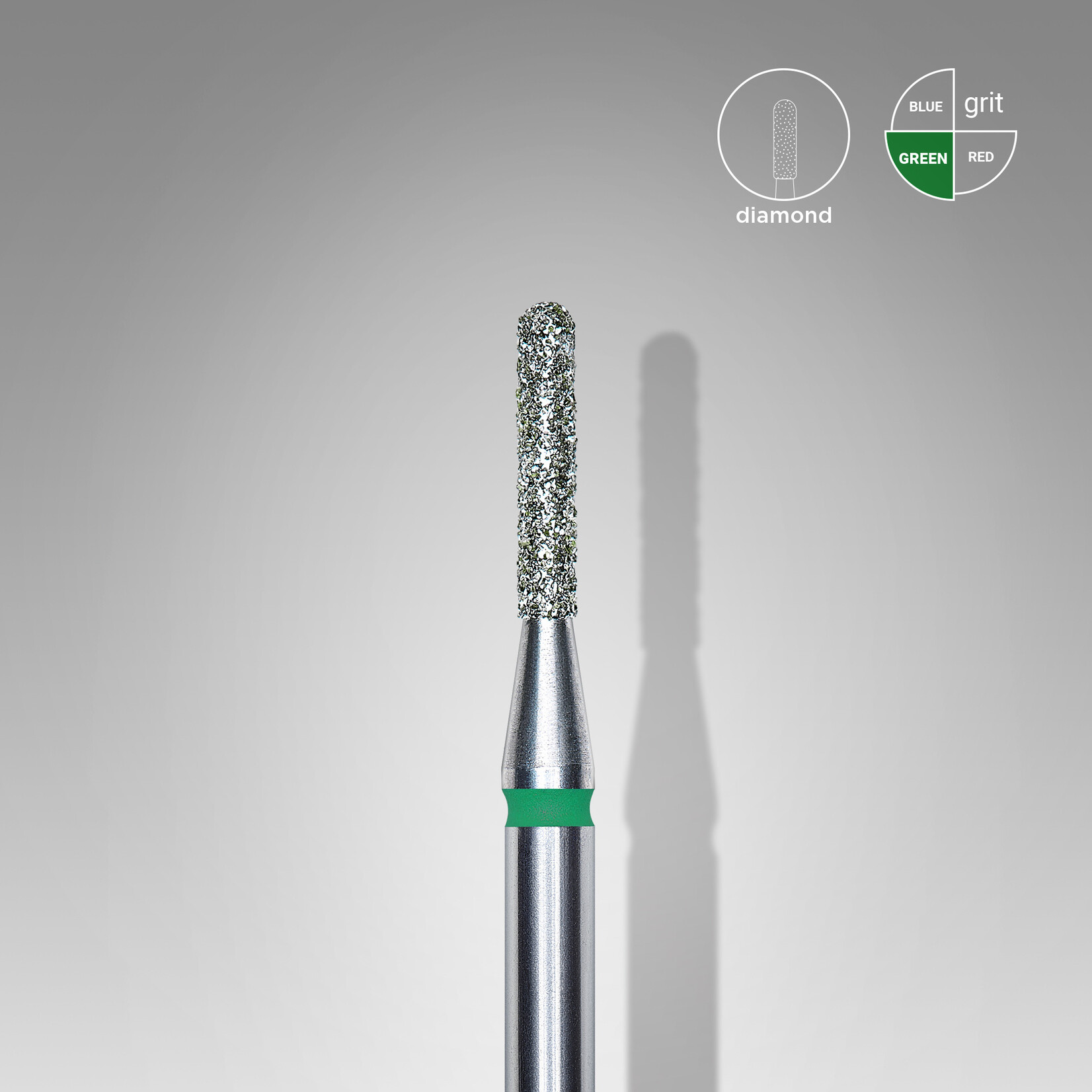 Cylindre bout arondi diamant (turquoise/vert) 3T  014’8 (D 1,4 mm, L 8 mm)