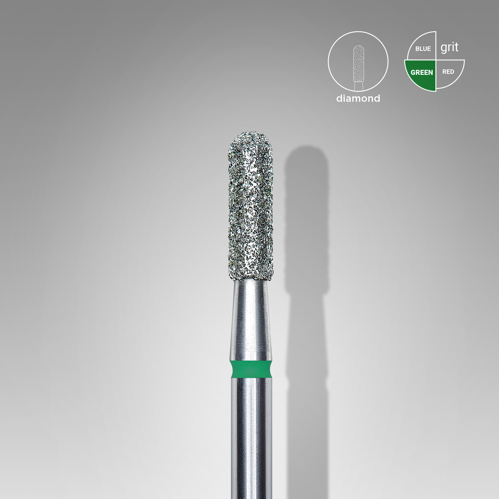 Cylindre bout arrondi diamant (turquoise/vert) 3T  023’8 (D 2,3 mm, L 8 mm)