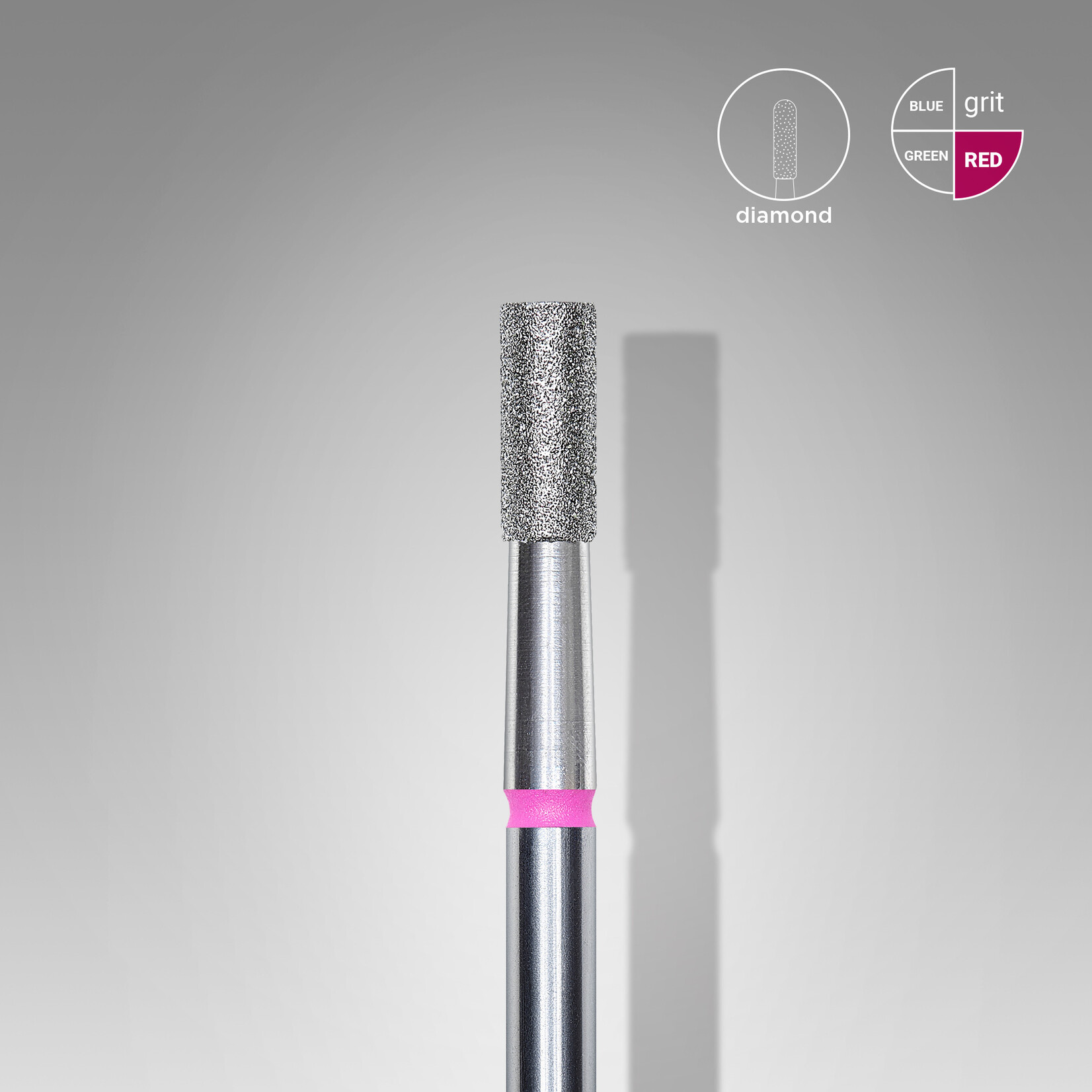 Cilinder diamant (roze/rood) 31P  025’6 (D 2,5 mm, L 6 mm)