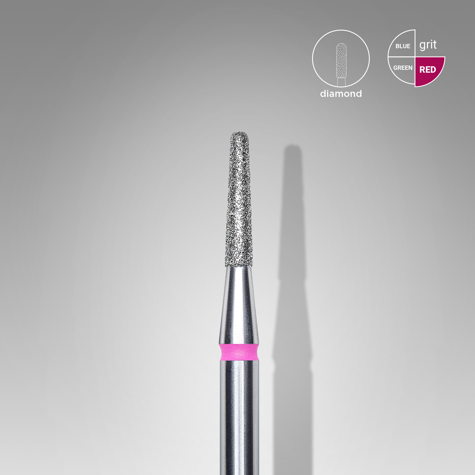 Hoorntje diamant (roze/rood) 2P  018’8 (D 1,8 mm, L 8 mm)