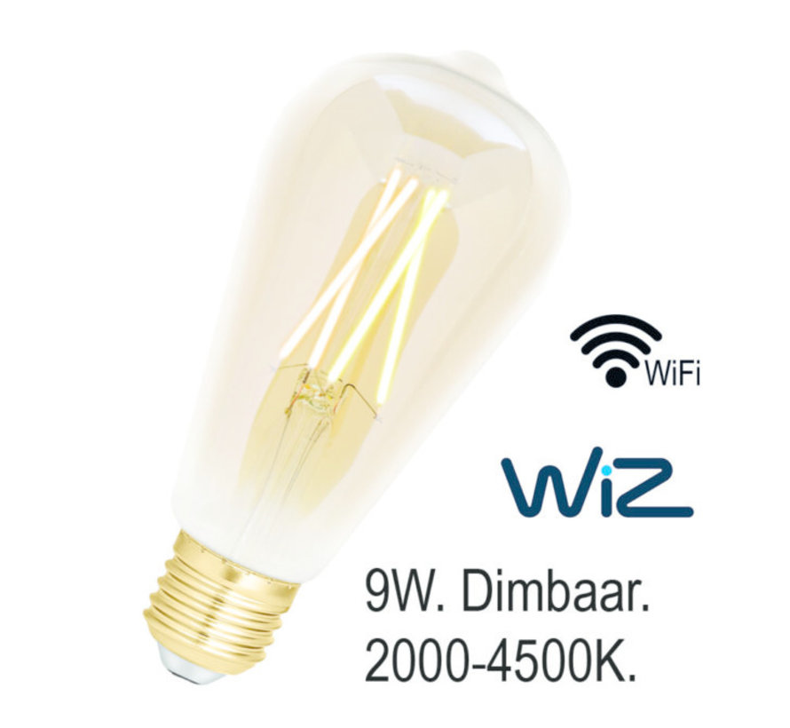 Ledlamp. E27. 9w. 2000-4500k. Wiz. Wifi. Rustika