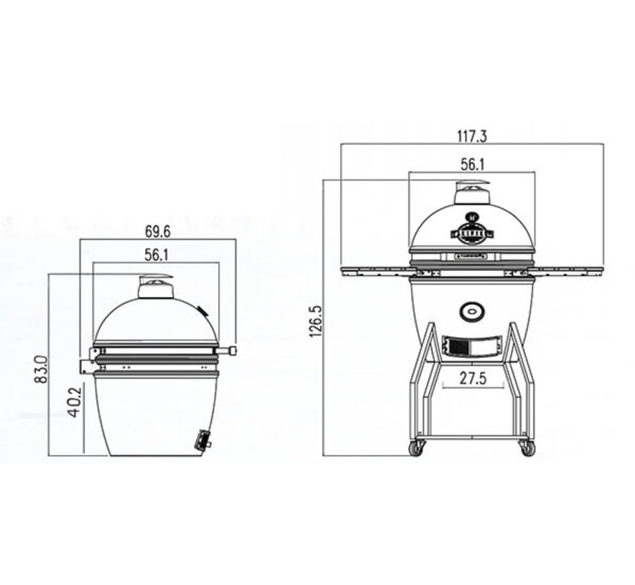 Yakiniku BBQ Kamado 19" Large met Onderstel en Zijtafels Pro Set