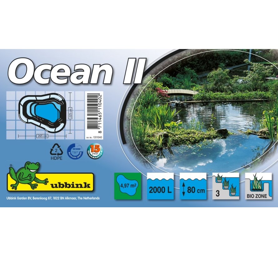 Ocean II, inhoud 2000 liter 265x225x80cm