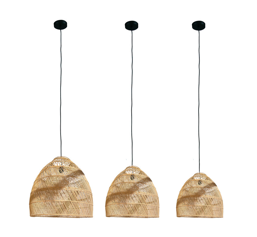 Hanglamp rotan 68x68x76cm - Set van 3