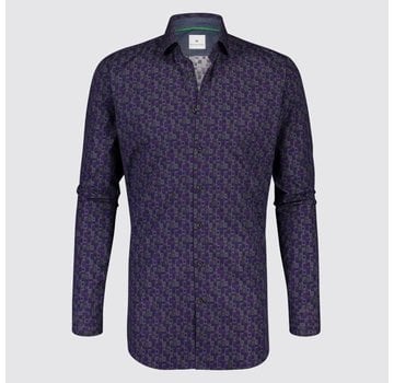 Blue Industry overhemd print paars (1164 - 82)
