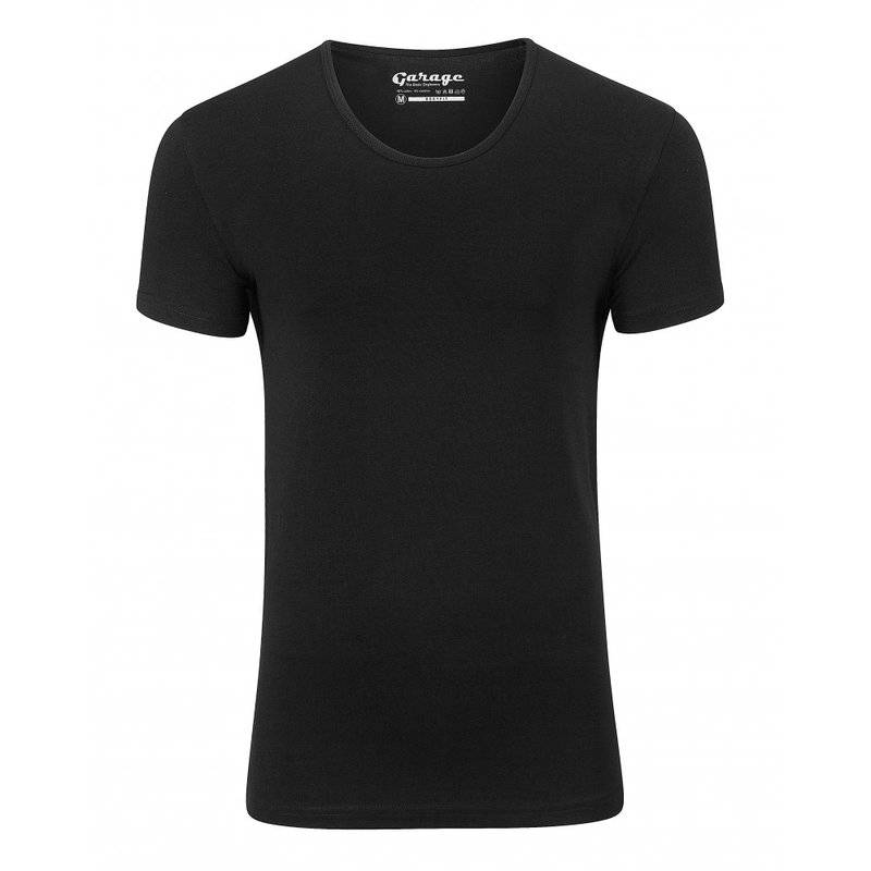 Garage t-shirt 1pack body fit diepe ronde hals zwart (0205N)