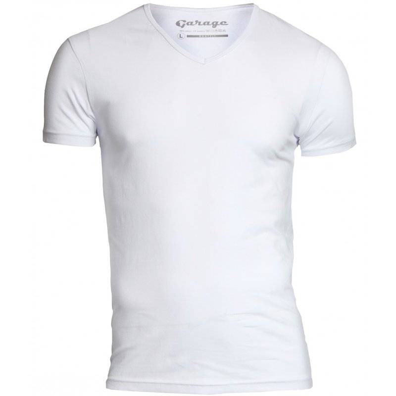 Garage T-shirt 1-pack Body Fit V-hals Wit (0202)N