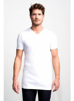 Slater Basic Fit 2pack T-shirt V-hals Wit Extra Long (7800)