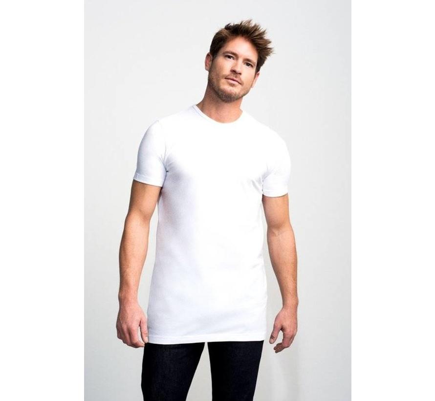 Basic Fit 2Pack T-shirt Ronde Hals Wit Extra Long (7700)N