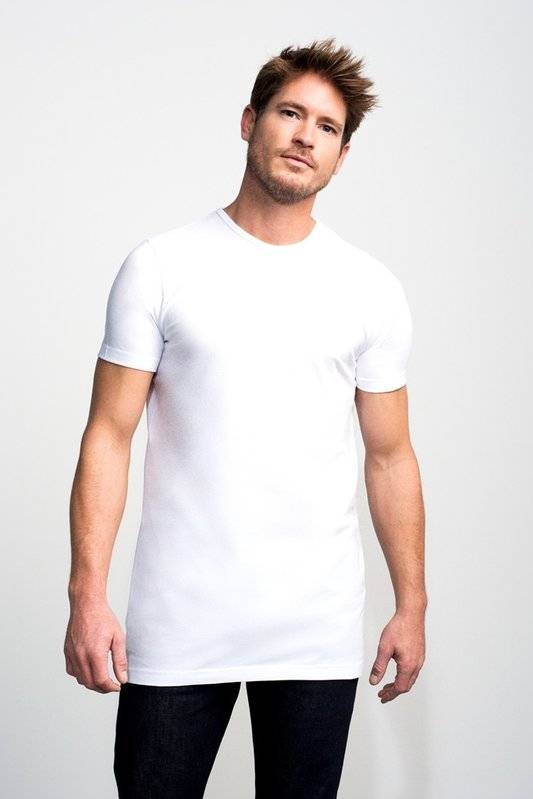 Slater Basic Fit 2Pack T-shirt Ronde Hals Wit Extra Long   S