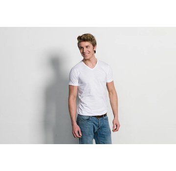 Slater Basic Fit 2pack T-shirt V-hals Wit (7600)