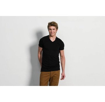 Slater Basic Fit 2pack T-shirt V-hals Zwart (7620)