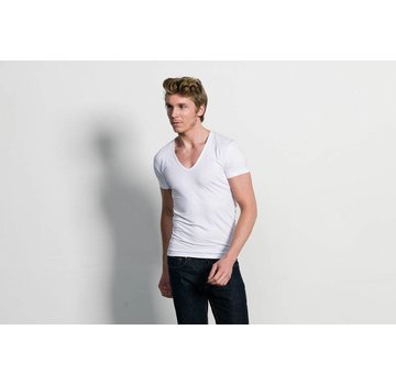 Slater Stretch 2Pack T-shirt Diepe V-hals Wit (6700)