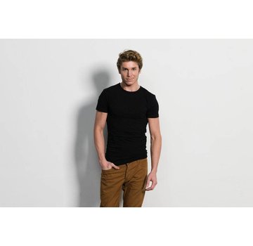 Slater Stretch 2Pack T-shirt Ronde Hals Zwart (6520)