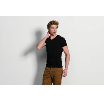 Slater Stretch 2pack T-shirt V-hals Zwart (6620)