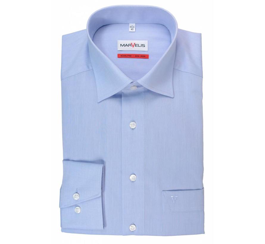 strijkvrij overhemd Comfort Fit Mouwlengte 7 uni lichtblauw (7959-69-11N)