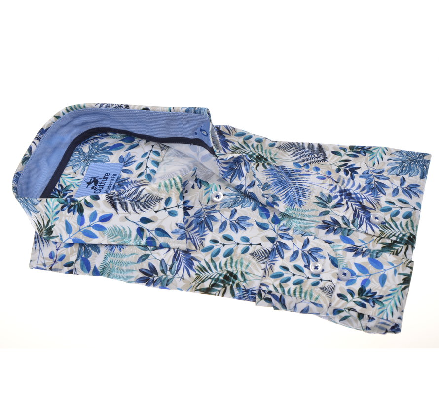 Overhemd Modern Fit print Blauw (214935 - 35)