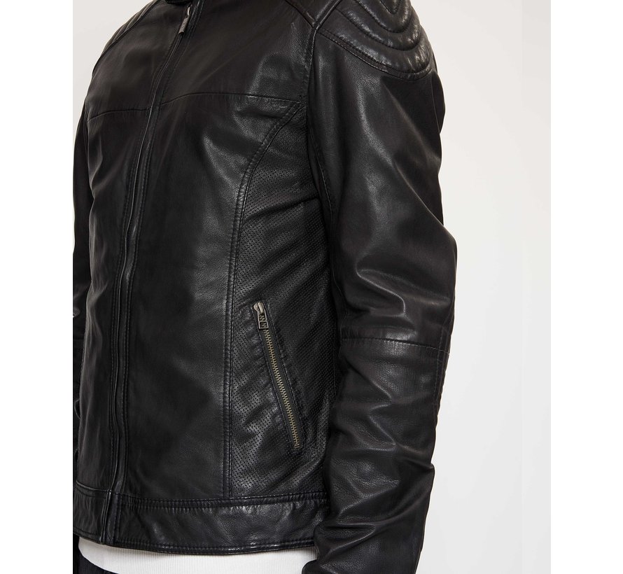 Leren Biker Jacket Zwart (100002001 Biker919)