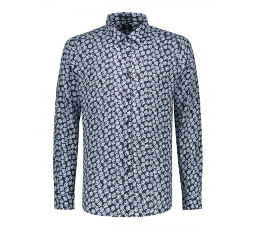 Overhemd Print Bloemen Navy (303234 - 649)