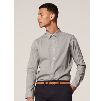 Dstrezzed Overhemd Regular Collar Circle Flower Lt Stretch Poplin White (303272 - 100)