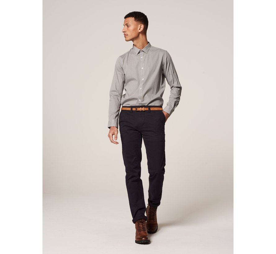 Overhemd Regular Collar Circle Flower Lt Stretch Poplin White (303272 - 100)