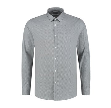 Dstrezzed Overhemd Regular Collar Circle Flower Lt Stretch Poplin White (303272 - 100)