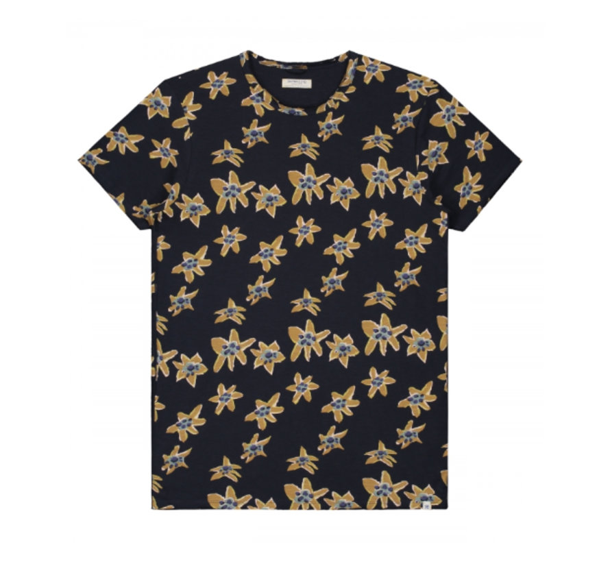 T-shirt Print Bloemen Navy (202458 - 649)