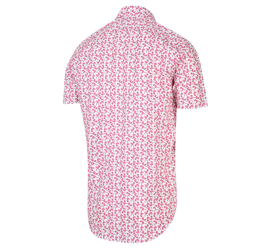 Korte Mouw Overhemd Print Roze (2071.21)