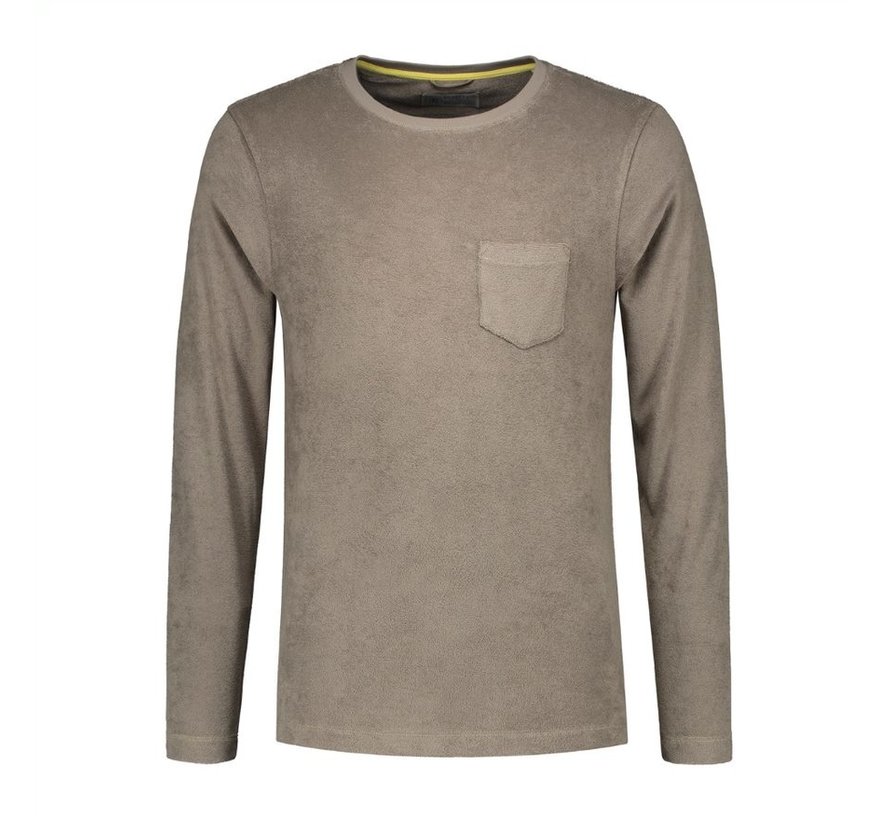 Longsleeve T-shirt met Borstzakje Army Groen (202368 - 511)