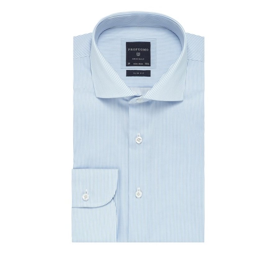Strijkvrij Overhemd Slim Fit Streep Blauw (PP0H0A020)N