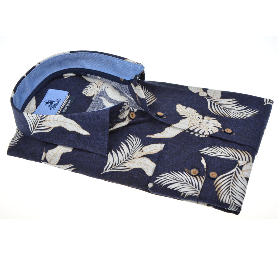 Overhemd Modern Fit Print Navy (215142 - 38)